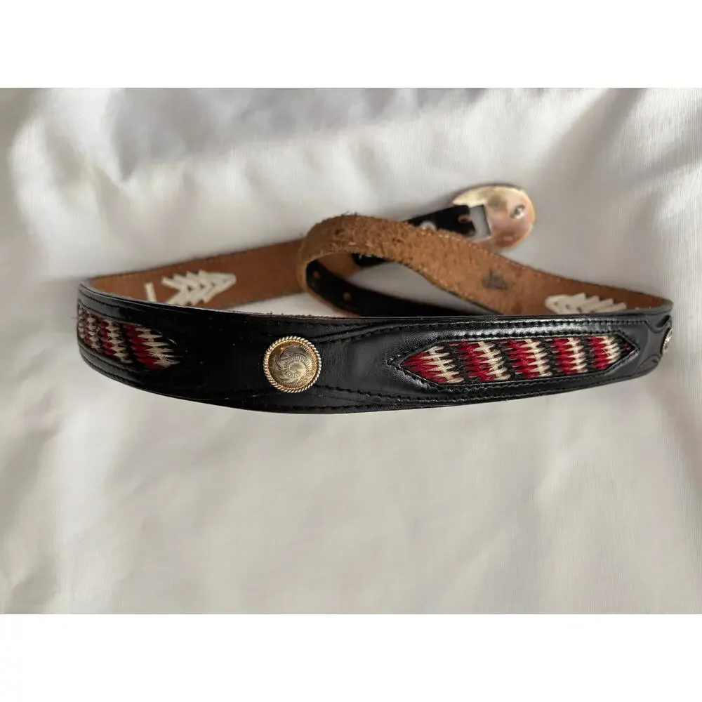 Vintage Justin Top Grain Cowhide Leather Belt Braided Horse Hair Size 34